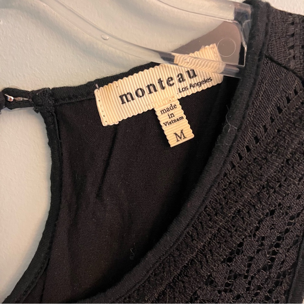 Monteau Black Textured Sleeveless Mini Dress Size Medium - Picture 10 of 10